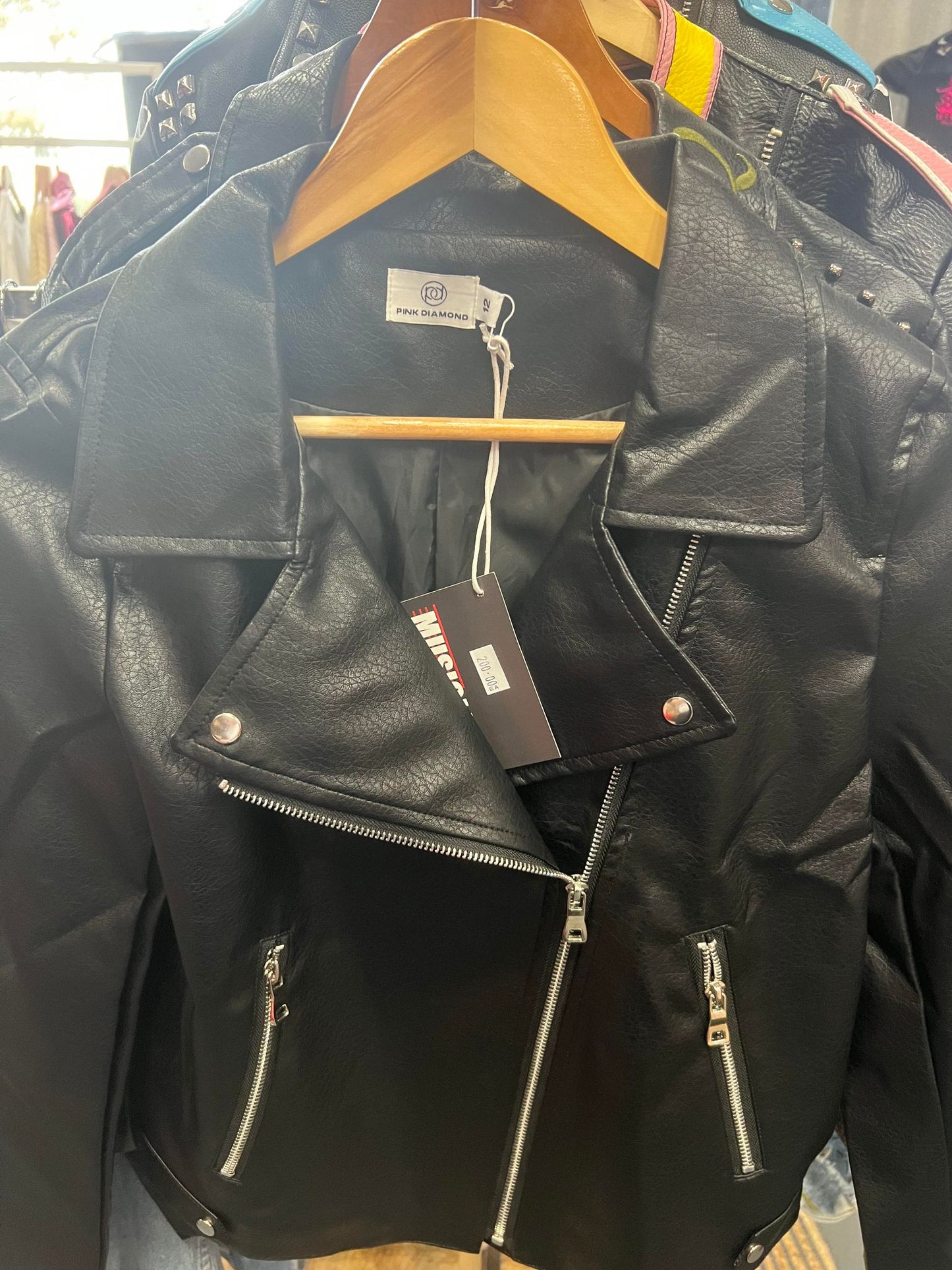 Musicland Diamond Studded Custom Vegan Leather Jacket
