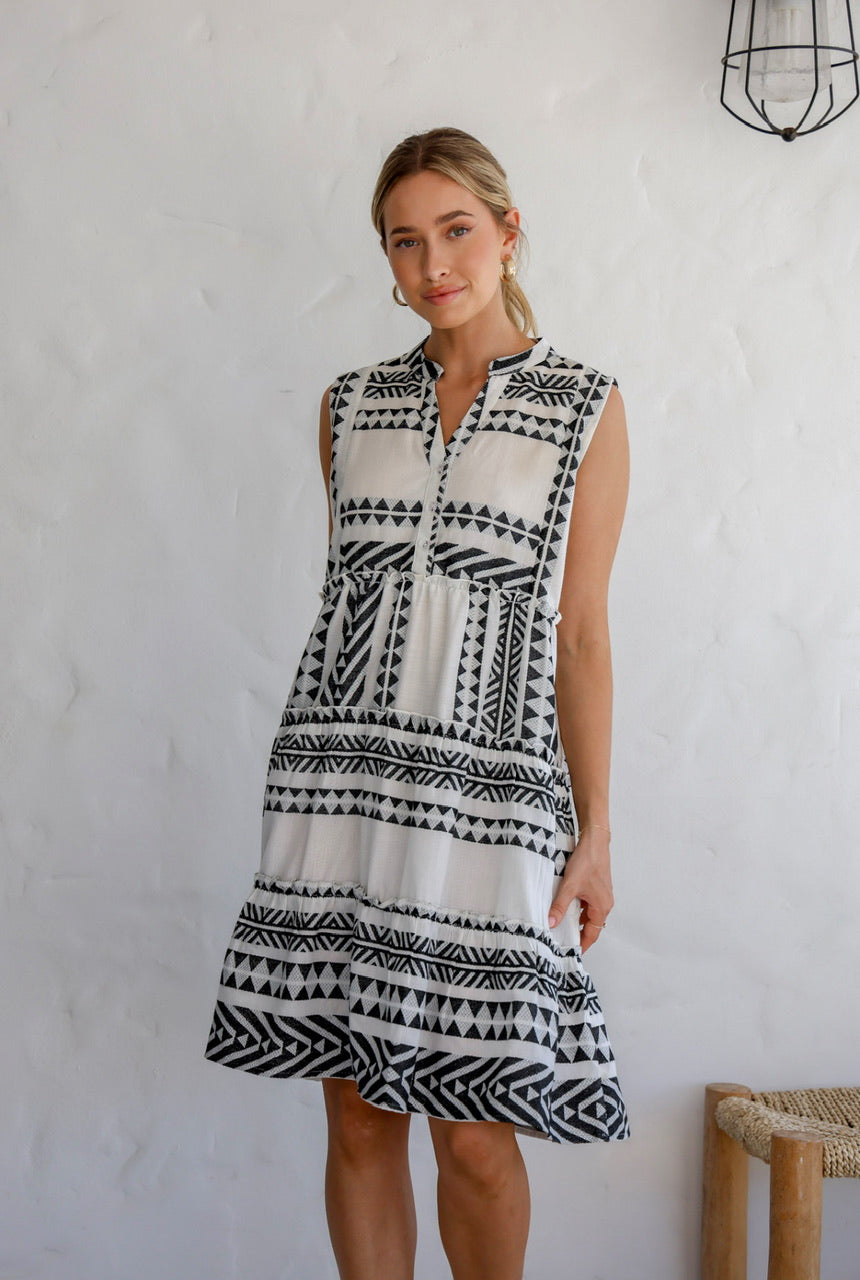 JOOP & GYPSY MEDITERRANEAN SLEEVELESS DRESS BLACK/WHITE