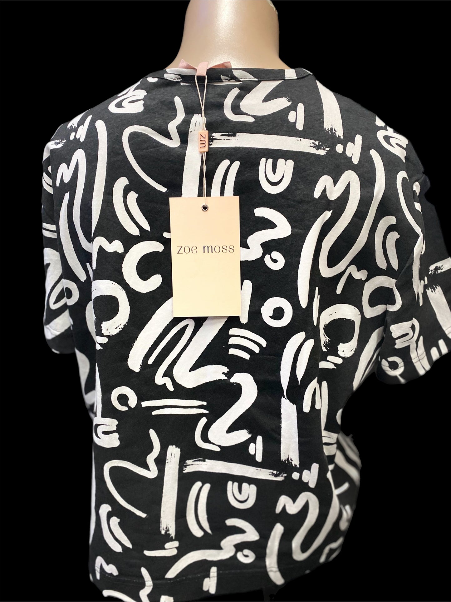 Zoe Moss Black and White Abstract Oversized T’Shirt