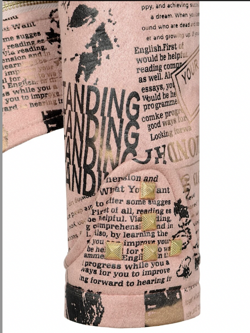 New Europe Pink Suede Newspaper Print Jacket