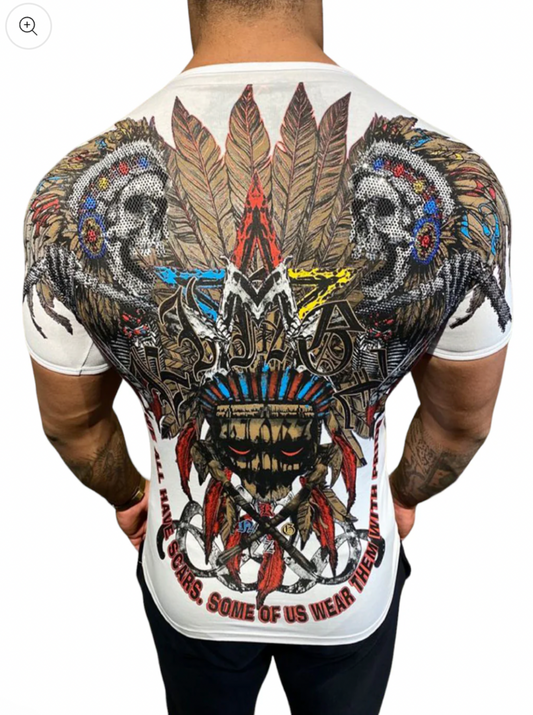 KINGZ Scars Rhinestone White T'Shirt 4012