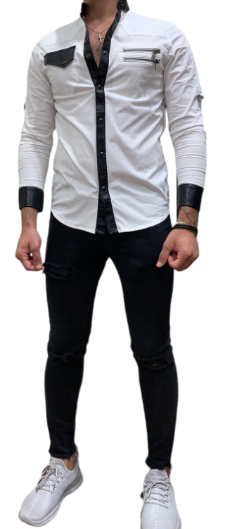 'The Edge' Leather and Zip trims Shirt