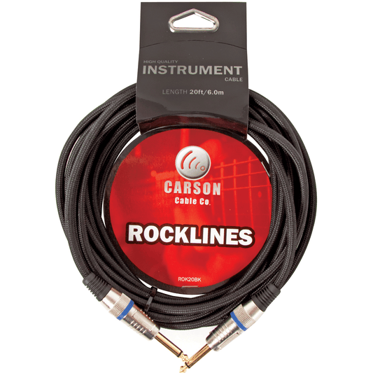 CARSON ROCKLINES 20' INSTRUMENT CABLE BRAIDED BLACK - Musiclandshop