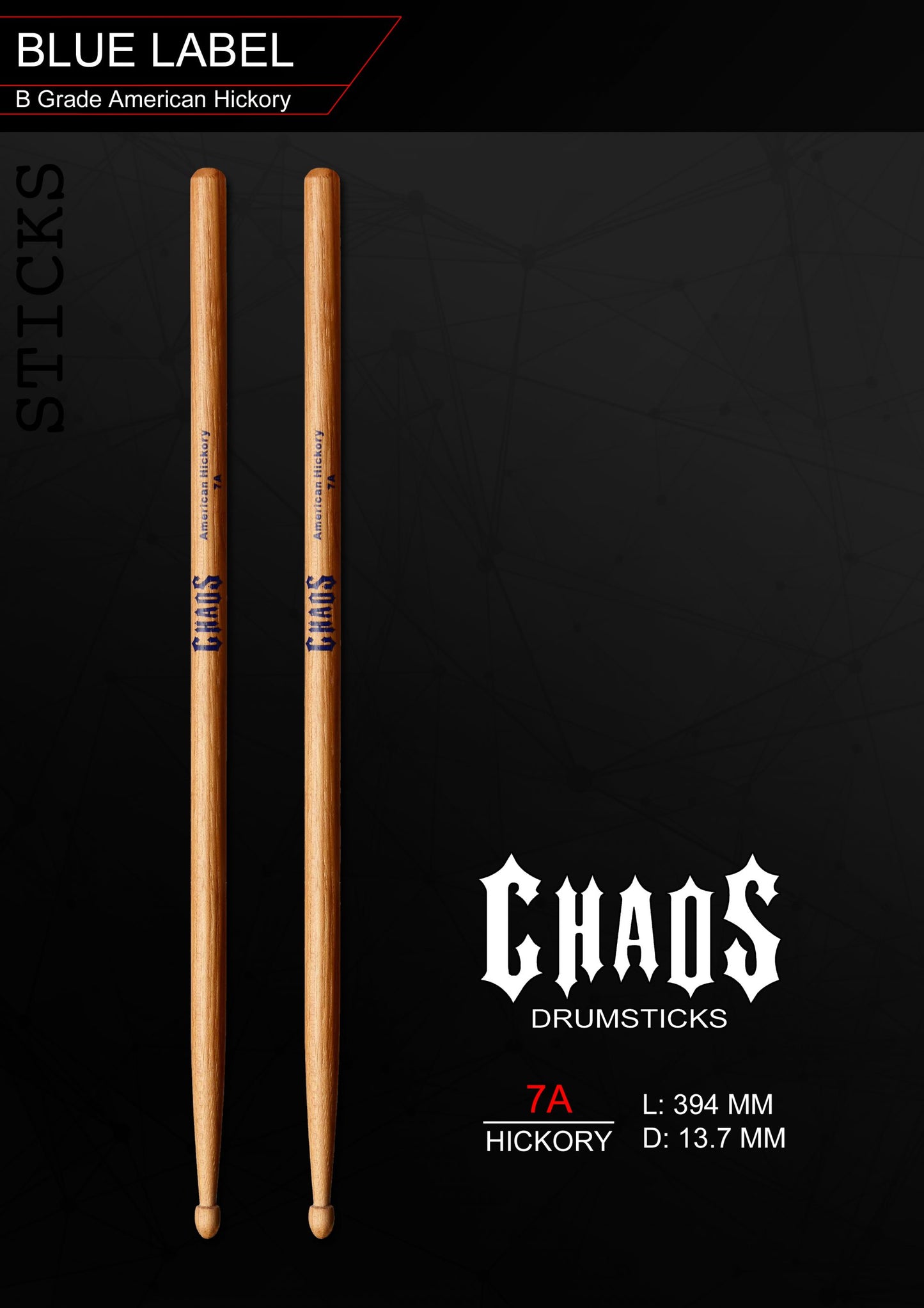 CHAOS 7A DRUMSTICKS – BLUE LABEL