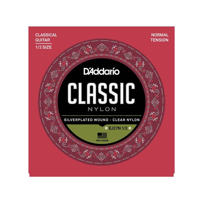 D'ADDARIO EJ27N 1/2 STUDENT NYLON FRACTIONAL CLASSICAL GUITAR STRINGS - NORMAL TENSION