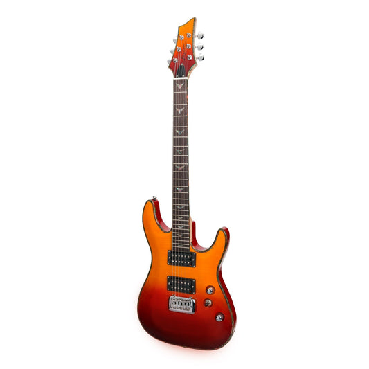 J&D Luthiers M18F Flame Maple Top Contemporary Electric Guitar (Red/Yellow Graduation) - Musiclandshop