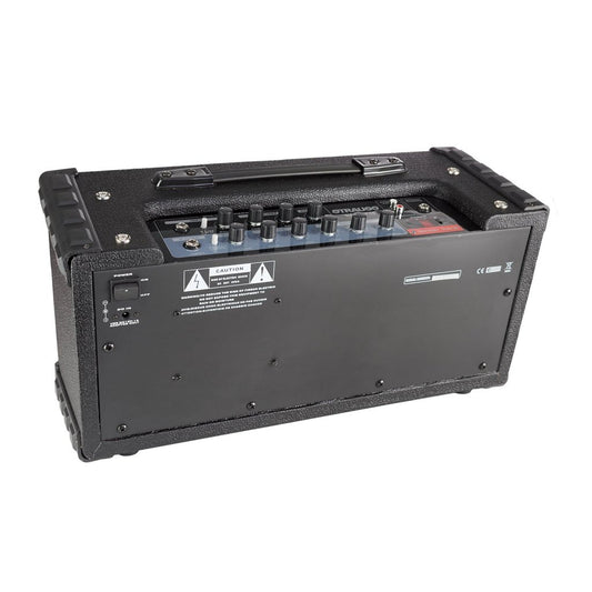 Strauss SBSK-F10 'Busker' Stereo 20 Watt Solid State Rechargeable DC Amplifier (Black) - Musiclandshop