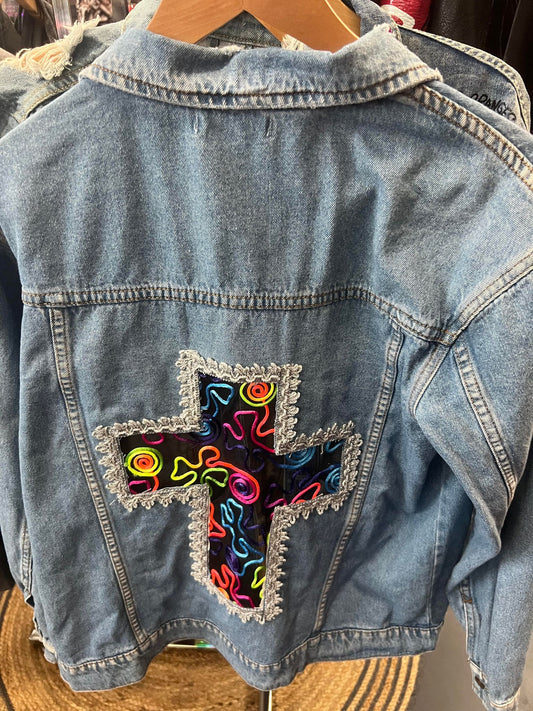 Womens Denim Cross Jacket - Custom Made One Off