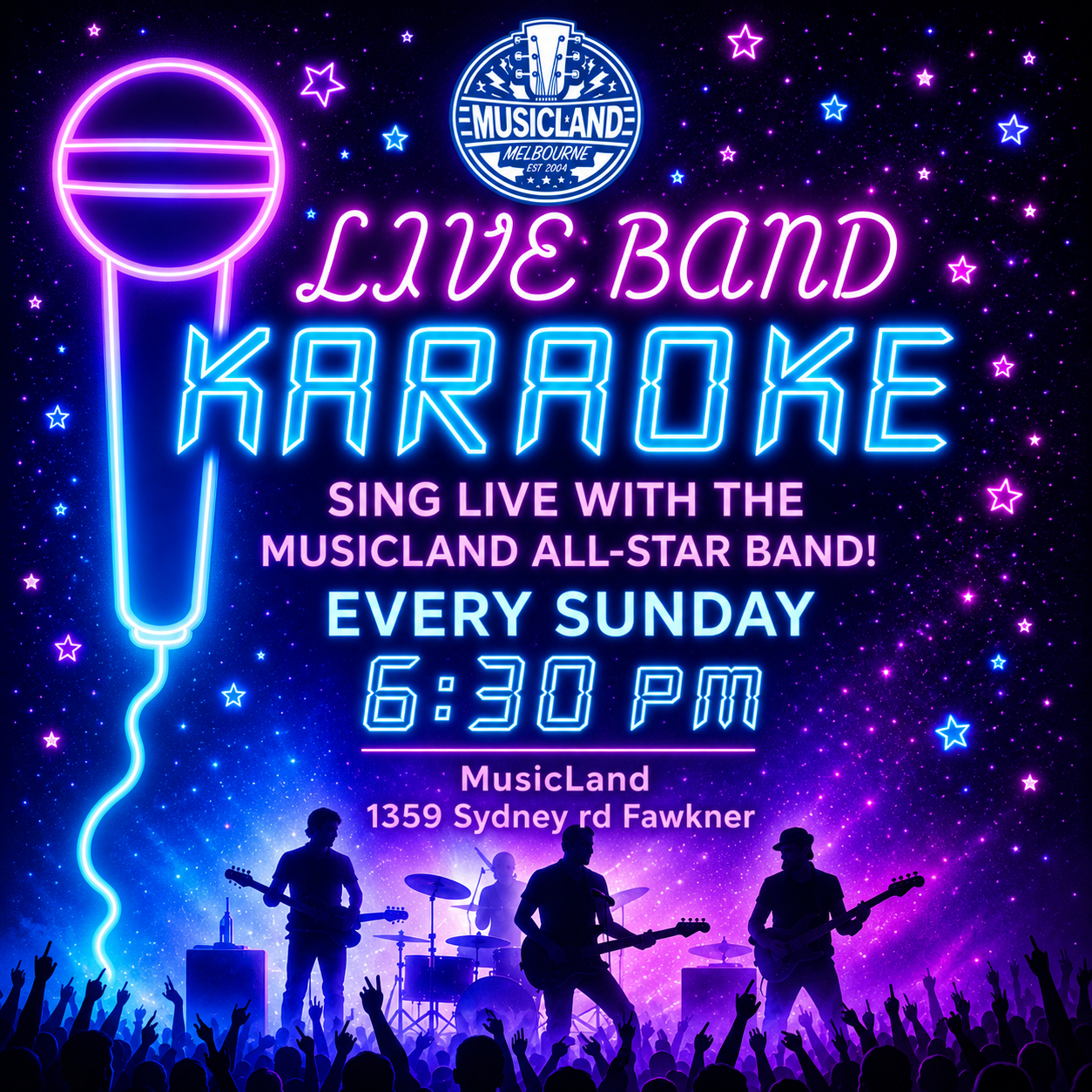 Band Karaoke With the Musicland all star band 
