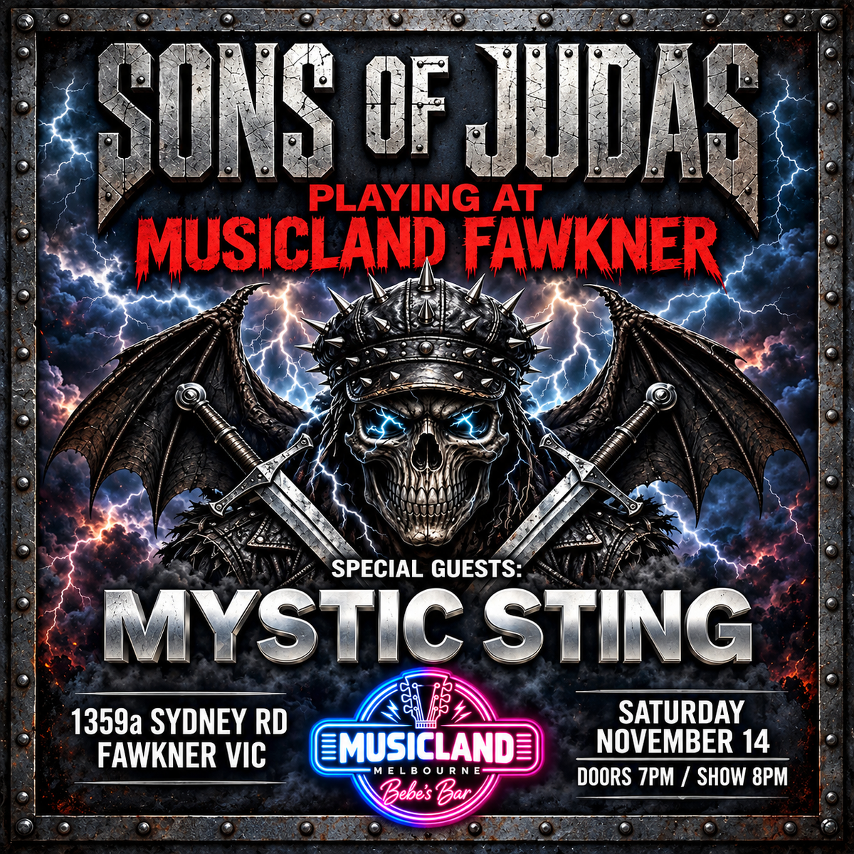 SONS OF JUDAS – JUDAS PRIEST TRIBUTE With special guests MYSTIC STING