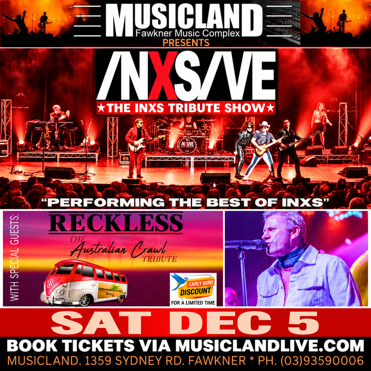 INXSIVE & RECKLESS LIVE @ MUSICLAND SAT DEC 5 