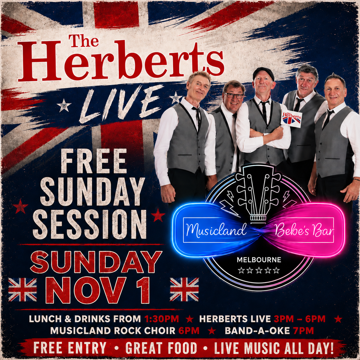 The Herberts at Musicland – Sunday Nov 1