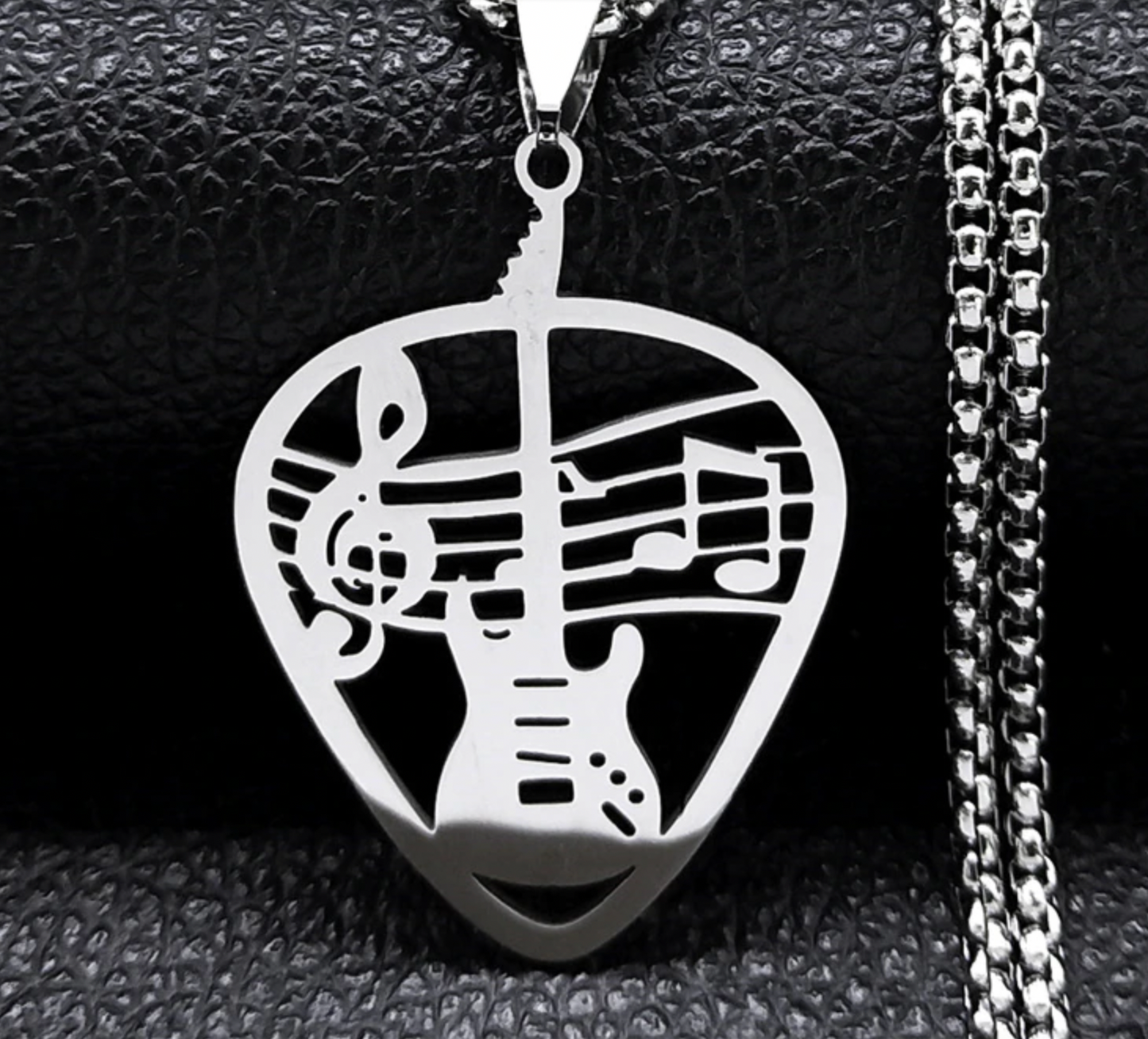 Guitar Pick Plectrum Pendant Necklace for Women/Men Stainless Steel