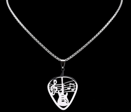 Guitar Pick Plectrum Pendant Necklace for Women/Men Stainless Steel