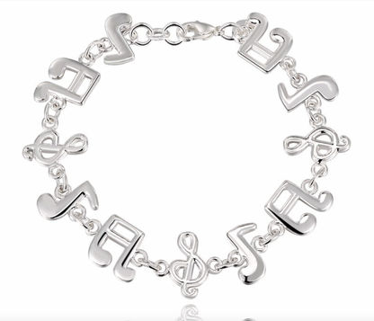 Music Note Chain Bracelet & Bangle 925 Sterling Silver