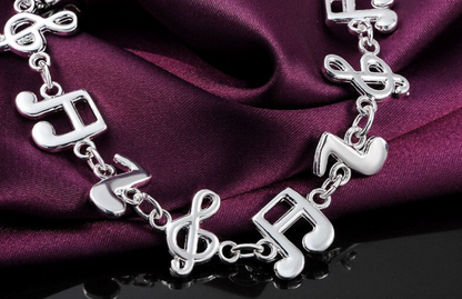 Music Note Chain Bracelet & Bangle 925 Sterling Silver