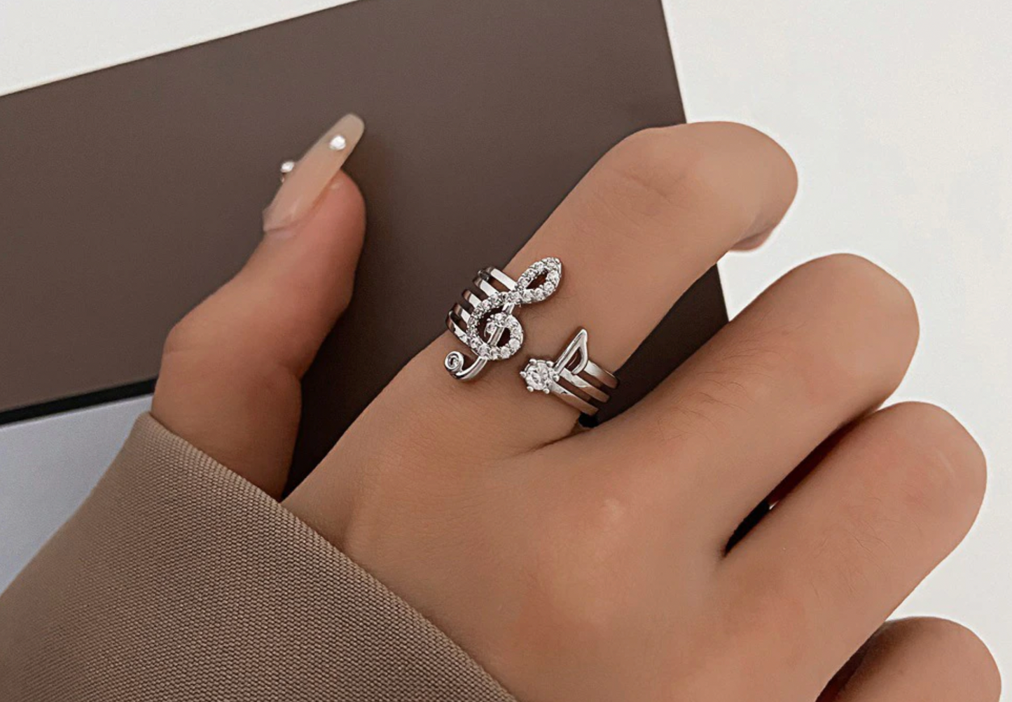 Music Note Silver Ring