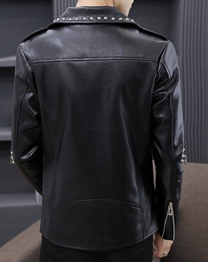 Black Leather Rivet Stud Jacket PU