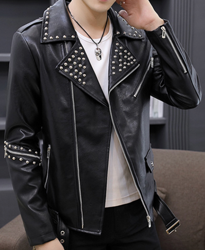 Black Leather Rivet Stud Jacket PU