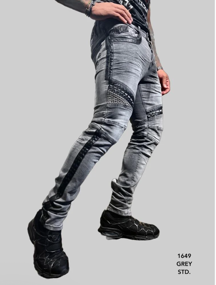 Men's Slim Studded Jeans #1649 Kingz