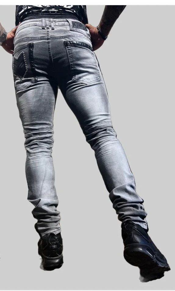 Men's Slim Studded Jeans #1649 Kingz