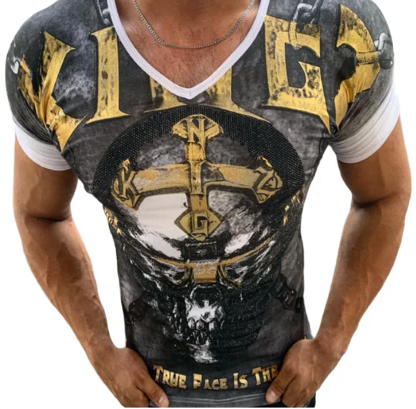 KINGZ Golden Rhinestone White T'Shirt 4005