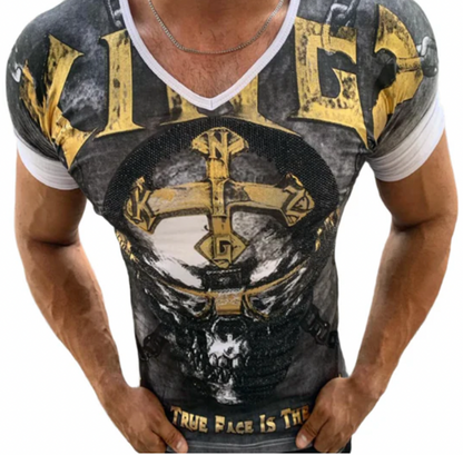 KINGZ Golden Rhinestone White T'Shirt 4005