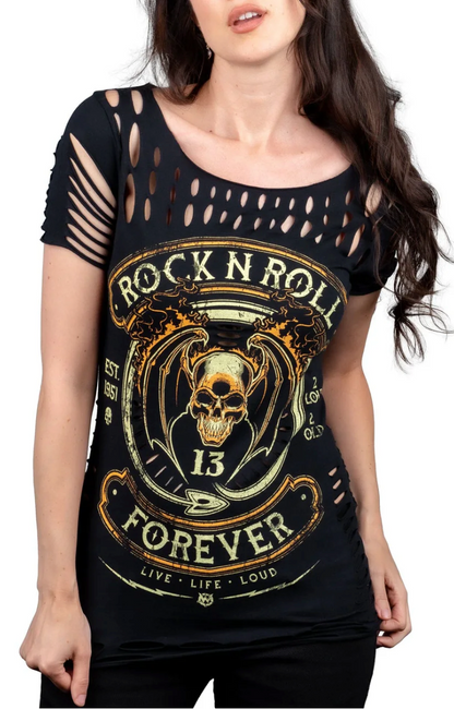Rock N Roll Forever Cut Tee Wornstar