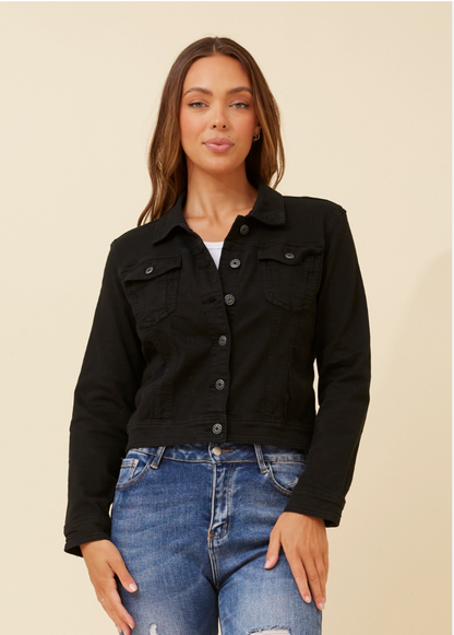 Angel Black Denim Jacket Caroline Morgan