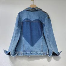 Denim Cut out Jewelled Jacket L