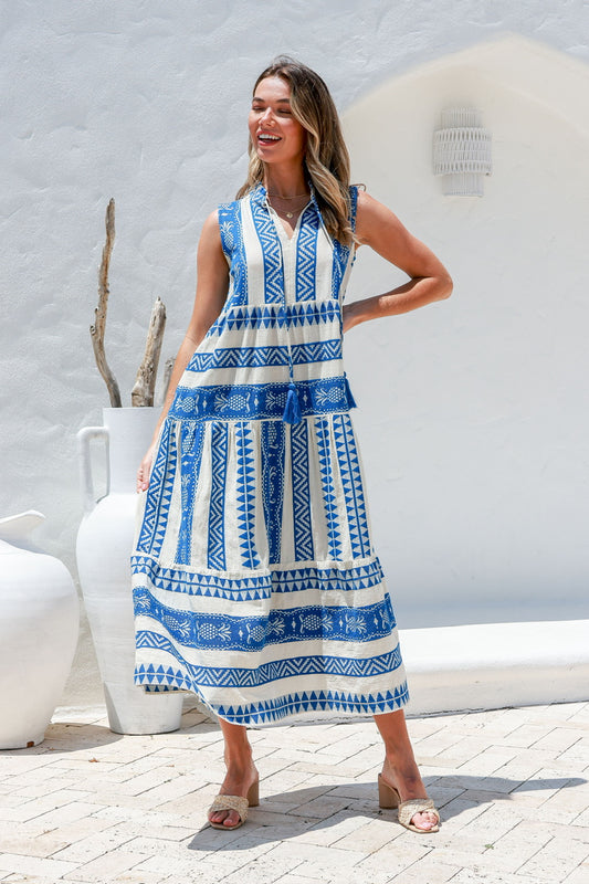 Joop & Gypsy - Mediteranean Sleevless Maxi Dress - Blue Pineapple