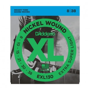 D'ADDARIO EXL130 NICKEL WOUND EXTRA SUPER LIGHT 8-38 - Musiclandshop