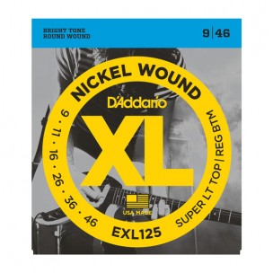D'ADDARIO EXL125 NICKEL WOUND SUPER LIGHT TOP/REG BTM 9-46 - Musiclandshop