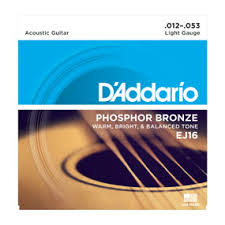 D'ADDARIO EJ16 ACOUSTIC STRINGS PHOSPHOR BRONZE LIGHT .012-.053 - Musiclandshop