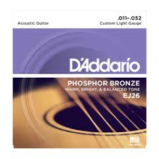 D'ADDARIO EJ26 ACOUSTIC STRINGS PHOSPHOR BRONZE CUST. LIGHT .011-.052 - Musiclandshop
