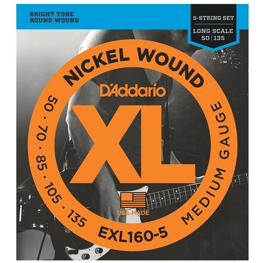 D'Addario EXL160-5 XL 5-String Bass Regular/Long String Set 50-135