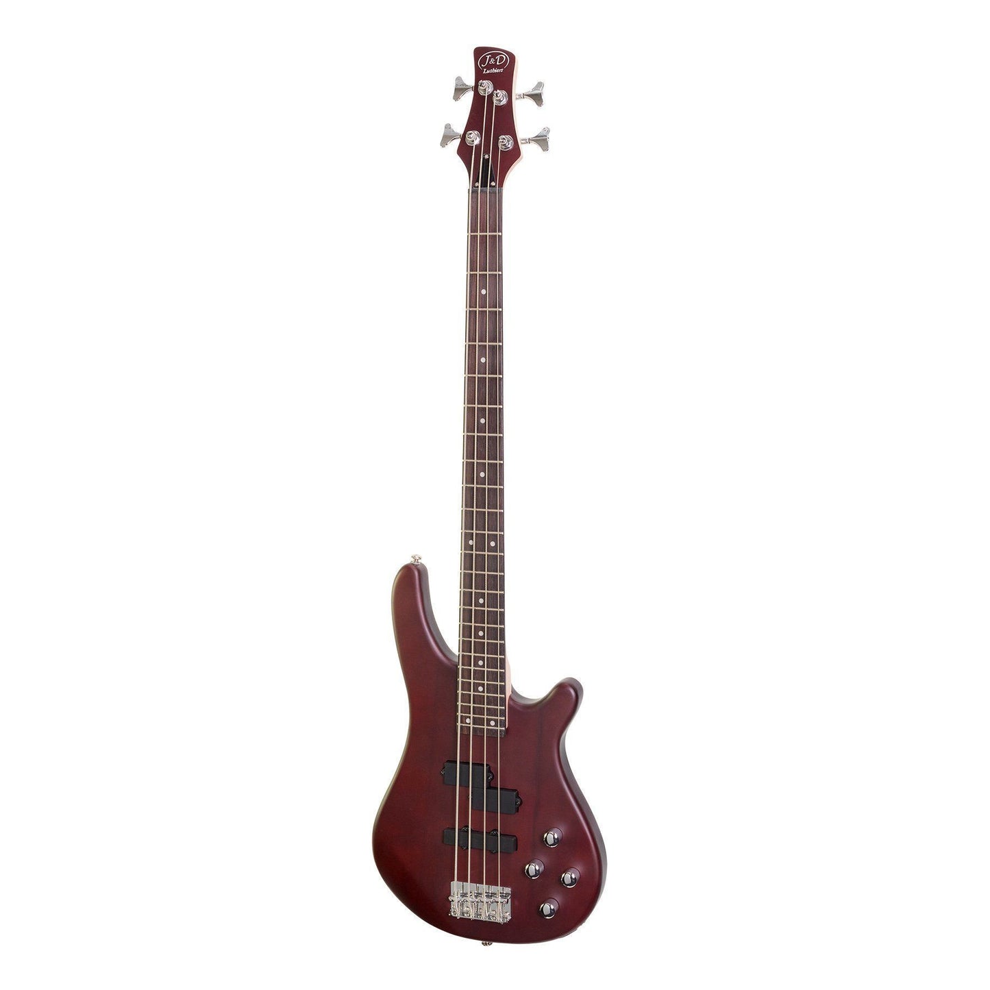 J&D Luthiers 4-String T-Style Contemporary Active Electric Bass Guitar (Satin Brown Stain) - Musiclandshop