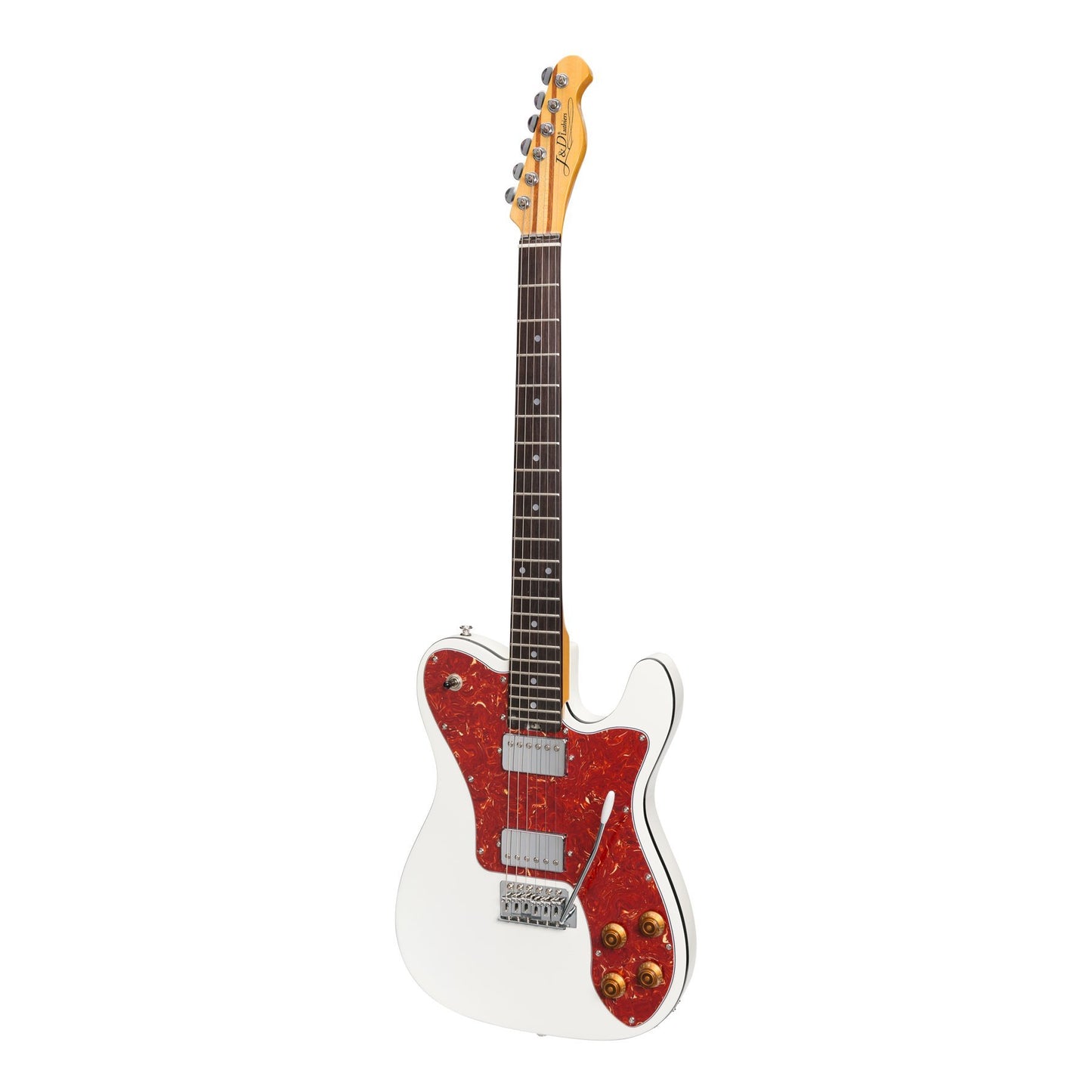 J&D Luthiers Deluxe TL Style Electric Guitar (White) - Musiclandshop