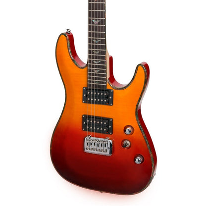 J&D Luthiers M18F Flame Maple Top Contemporary Electric Guitar (Red/Yellow Graduation) - Musiclandshop