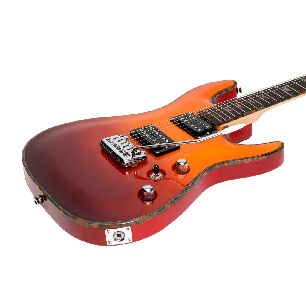 J&D Luthiers M18F Flame Maple Top Contemporary Electric Guitar (Red/Yellow Graduation) - Musiclandshop
