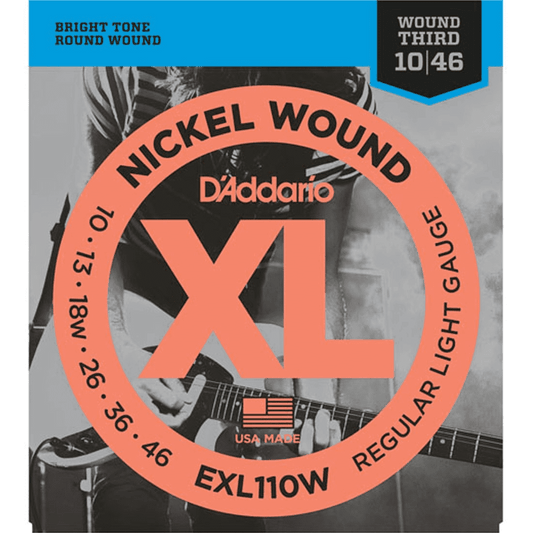 D'ADDARIO EXL110W NICKEL WOUND ELECTRIC GUITAR STRINGS - REGULAR LIGHT - WOUND 3RD - 10-46 - Musiclandshop
