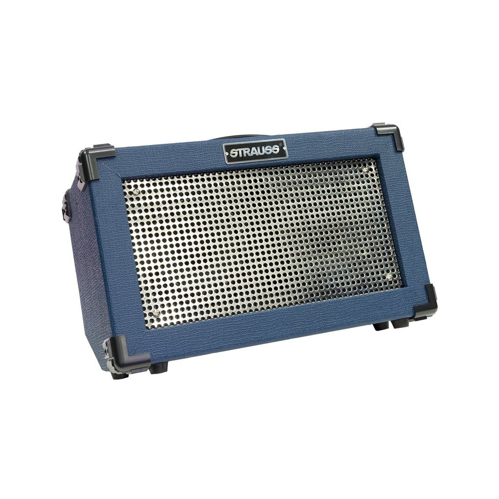 Strauss SBA-20FX 'Streetbox' 20 Watt Solid State Rechargeable DC Amplifier (Blue) - Musiclandshop